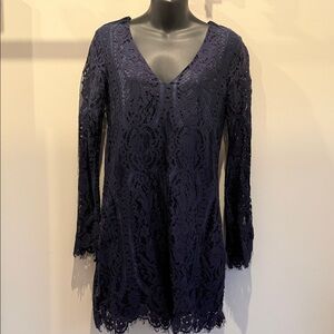 Francesca’s Navy Lace Long Sleeve Dress